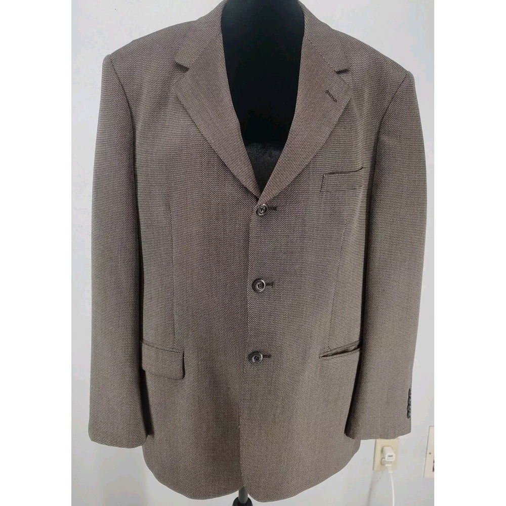 Pronto Uomo Brown Wool Silk Micro Pattern Blazer Sport Coat Jacket Mens 46R - Picture 1 of 7